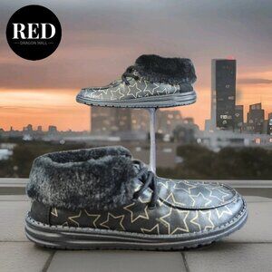 Hey Dude Britt Starry Black Faux Fur Slip On Shoes Boots - Women's Size 8